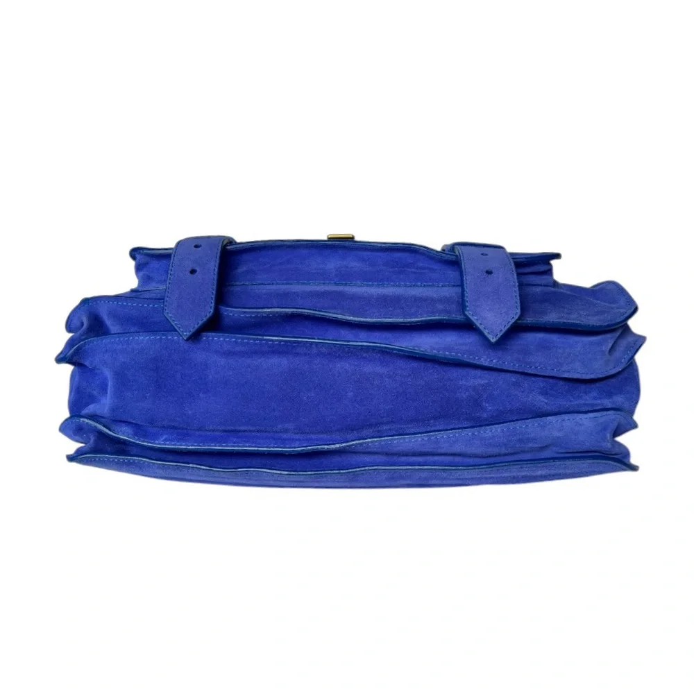 🆕🩷PROENZA SCHOULER Iconic Suede PS1 Shoulder Bag Satchel • *LARGE* • COBALT BLUE